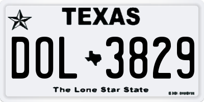 TX license plate DOL3829