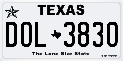 TX license plate DOL3830