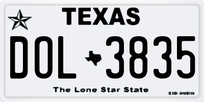 TX license plate DOL3835