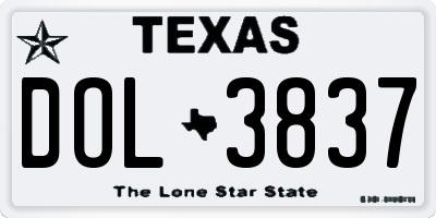 TX license plate DOL3837