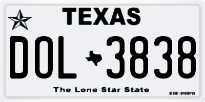 TX license plate DOL3838