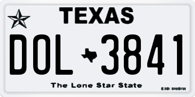 TX license plate DOL3841
