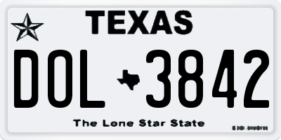 TX license plate DOL3842