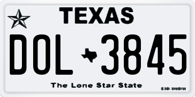 TX license plate DOL3845