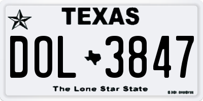 TX license plate DOL3847