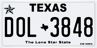 TX license plate DOL3848