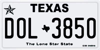 TX license plate DOL3850