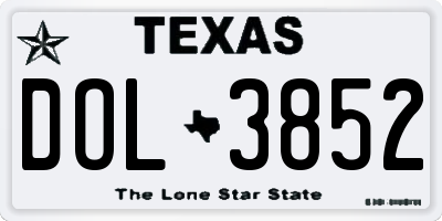 TX license plate DOL3852