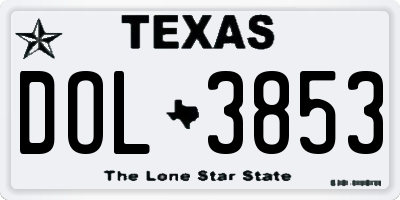 TX license plate DOL3853