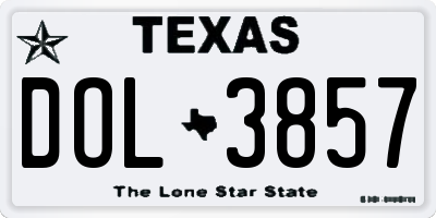 TX license plate DOL3857