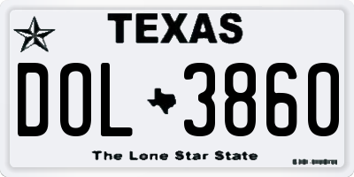 TX license plate DOL3860