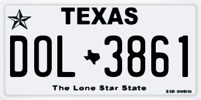 TX license plate DOL3861