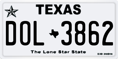 TX license plate DOL3862