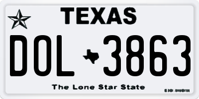 TX license plate DOL3863