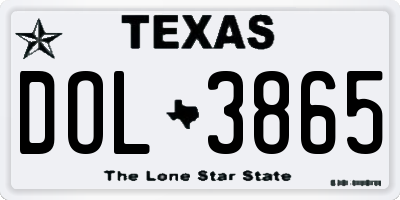 TX license plate DOL3865