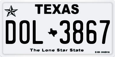 TX license plate DOL3867