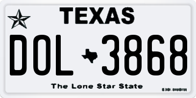 TX license plate DOL3868