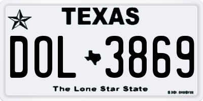 TX license plate DOL3869