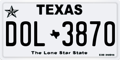 TX license plate DOL3870