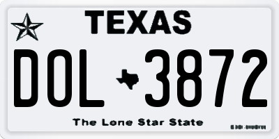 TX license plate DOL3872