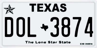 TX license plate DOL3874