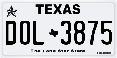 TX license plate DOL3875