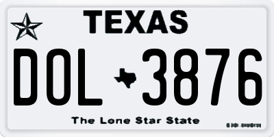 TX license plate DOL3876