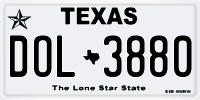TX license plate DOL3880