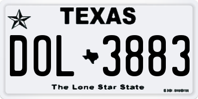 TX license plate DOL3883