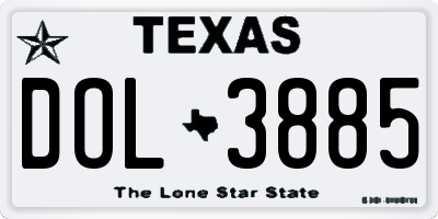 TX license plate DOL3885