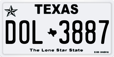 TX license plate DOL3887