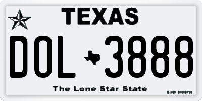 TX license plate DOL3888