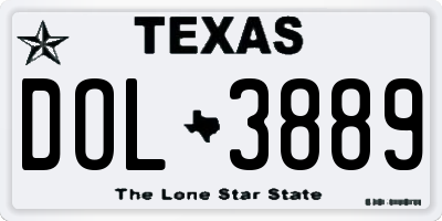 TX license plate DOL3889