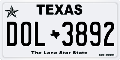 TX license plate DOL3892