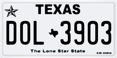 TX license plate DOL3903