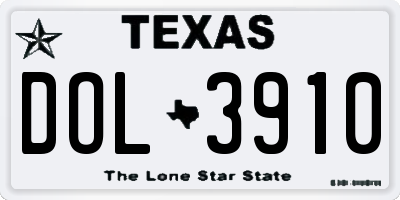 TX license plate DOL3910