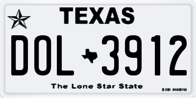 TX license plate DOL3912