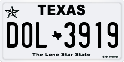 TX license plate DOL3919