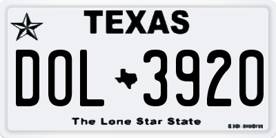 TX license plate DOL3920