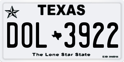 TX license plate DOL3922