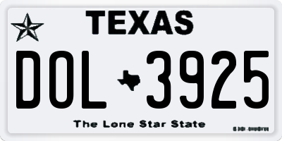 TX license plate DOL3925