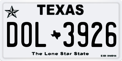 TX license plate DOL3926