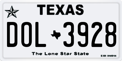TX license plate DOL3928