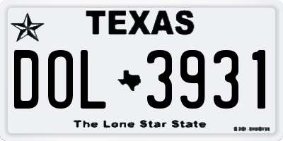 TX license plate DOL3931