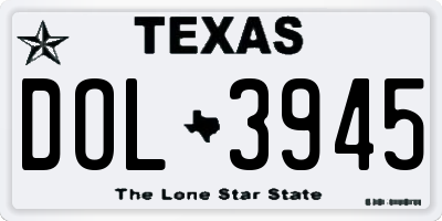 TX license plate DOL3945