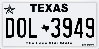 TX license plate DOL3949