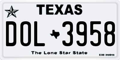TX license plate DOL3958