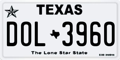 TX license plate DOL3960