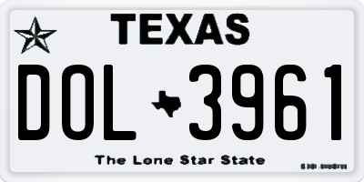 TX license plate DOL3961
