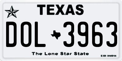TX license plate DOL3963